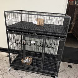 Dog Pet Cage Kennel Size 43” With Whelping Cage New