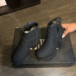 Black Chunky High Heels Boots From Dolls Kill