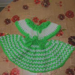 Green And White Girl Toddler Dress