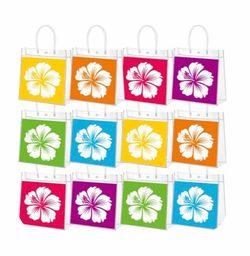 12 Pcs Hibiscus Clear Gift Bags with Handles,