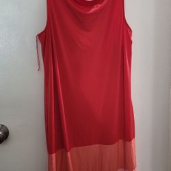 The Limited Sleeveless Shift Dress Summer Colorblock Red, Coral, Pink New L