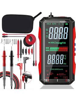 2026 Upgraded FS899L Digital Multimeter & 16pcs Silicone Test Leads Kit, USB-C Rechargeable Color Screen, Auto 6000 Counts True RMS AC/DC Voltage Test