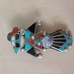 Pendent Native American Very Old Turquoise And Silver 