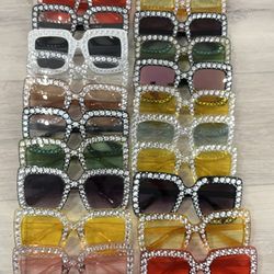 New 26 Pairs Rhinestone Sunglasses Bling  Sunglasses 70s Glitter Disco Glasses Retro Sunglasses for Women Girls.