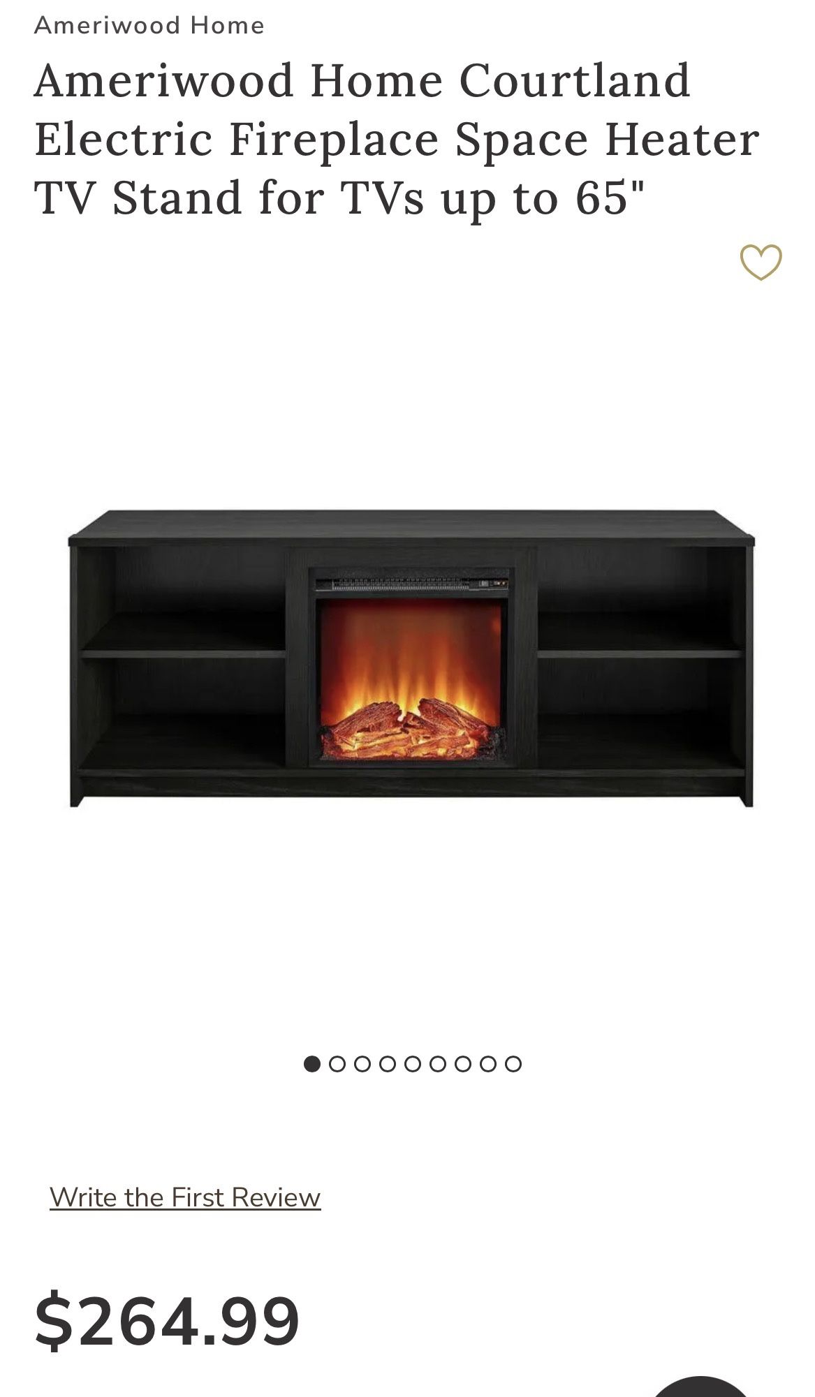 TV Stand - Ameriwood Home Courtland Electric Fireplace Space Heater for TVs up to 65"