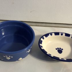 Set of 2 Stoneware Pet Bowls