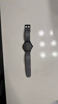 Movado BOLD Swiss Day Date Watch Black Gray Leather 38mm