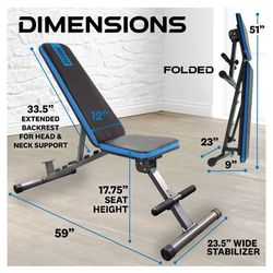 1300 Adjustable and Foldable 12 Position Heavy-Duty Weight Bench with an Extended 800lb Weight Capacity and Leg Hold Down 