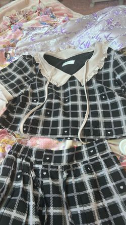 Black and pink plaid dress from Japan