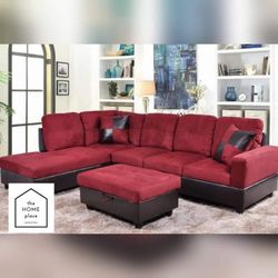 Brand New Sectional 2pc With FREE Ottoman Ready For Delivery 🚚 
