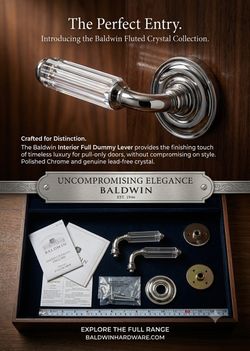 Baldwin Reserve Fluted Crystal Interior Full Dummy Lever Door Handle Set (Model: PK 5402 / FD.CRY), Standard 2-1/8" Fit