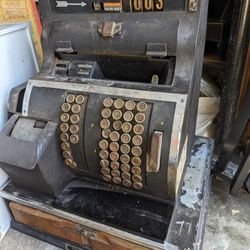 Vintage National Cash Register Model 442 - Early 1900s Antique with Wood Base

