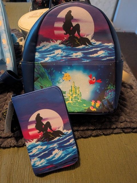Loungefly Disney's Little Mermaid Backpack And wallet Set