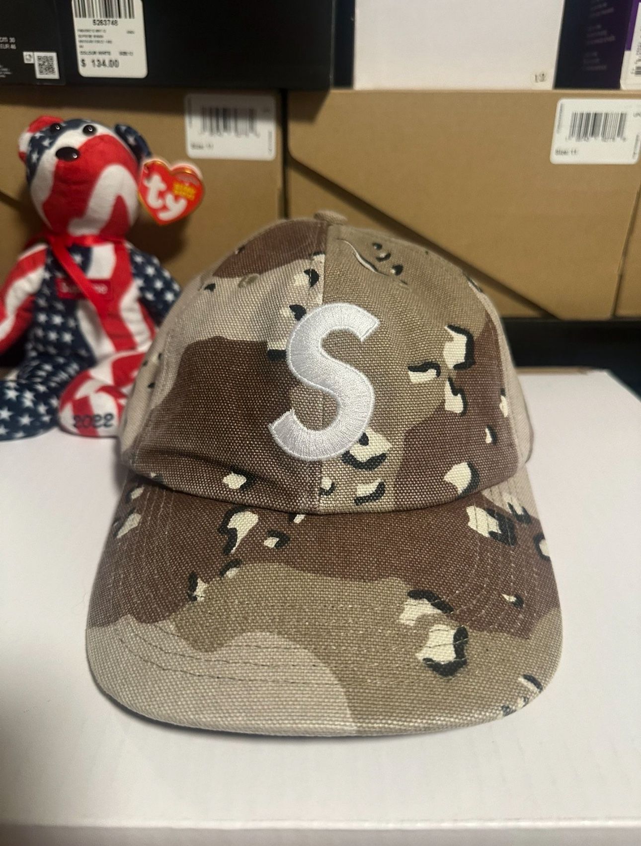 Supreme S Logo 6 Panel Hat Camo