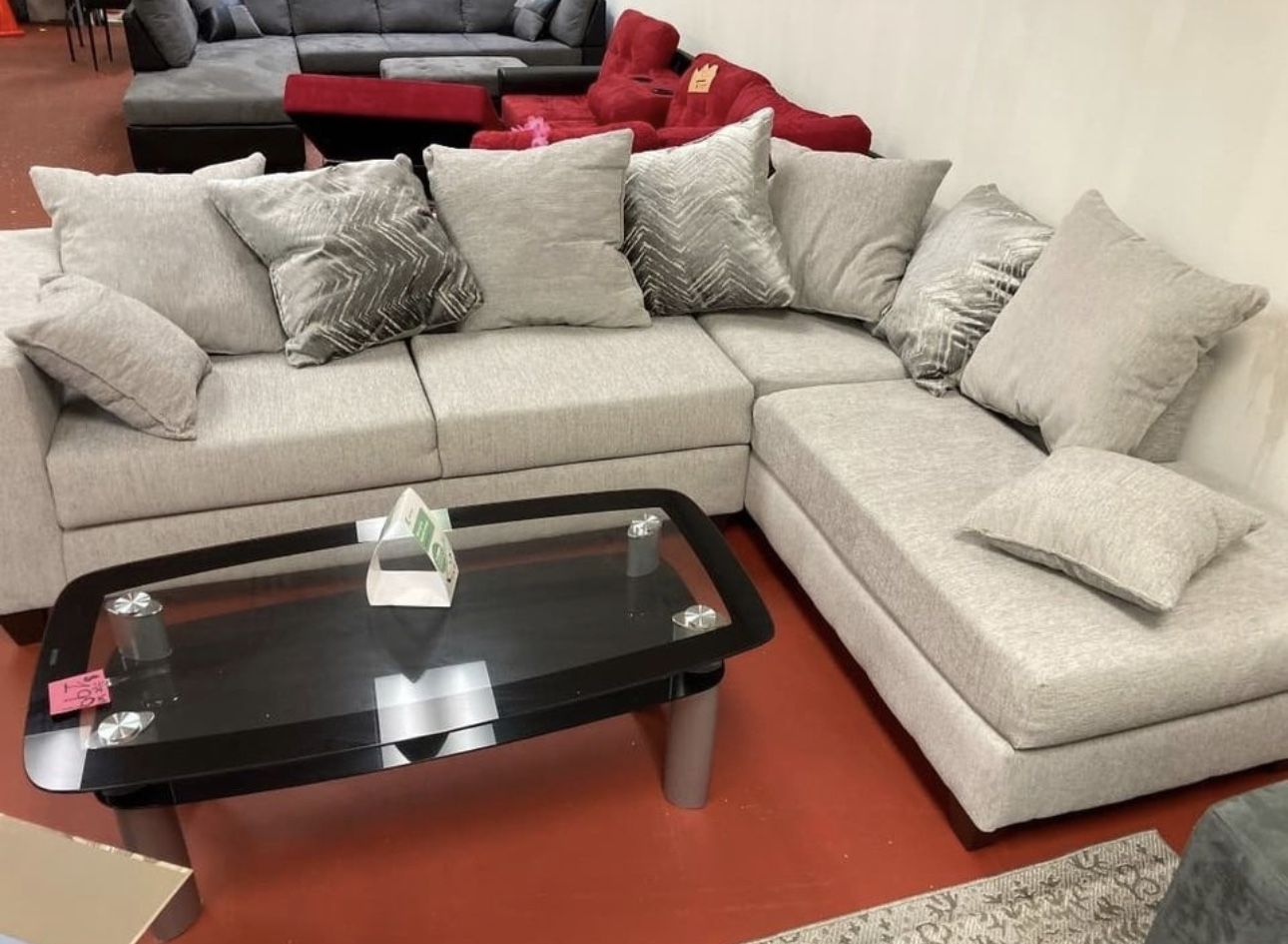 Dove Grey Fabric Sectional. Brand New.