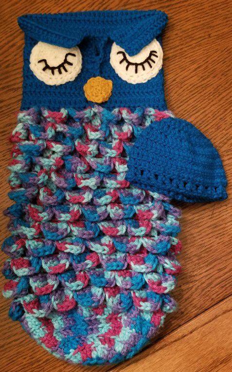Teal Sleepy Owl Baby Cocoon - REDUCED PRICE 