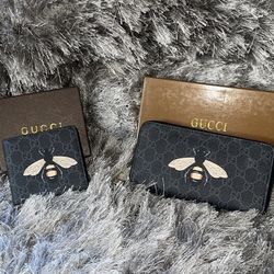 GUCCI GG Supreme Monogram BEE Wallets Black 