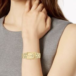 Bulova Women's Futuro Diamond-Accent Gold-Tone Stainless Steel Bracelet Watch 20.5x31.5mm