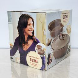 Rachael Ray Cucina 3-Piece Stoneware Round Casserole Set Brown 1.5QT 2QT Lid