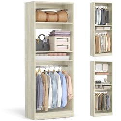 25'' Closet System, Freestanding Closet Organizer Wardrobe with Hanging Rods and Shelves, Adjustable Clothes Garment Rack, Sturdy Walk in Closet Tower