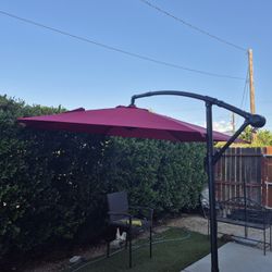 10" FT Offset Cantilever Market Umbrella Patio Color: Red Base Included 