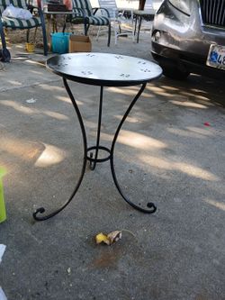 Round Wrought Iron Accent Side Table