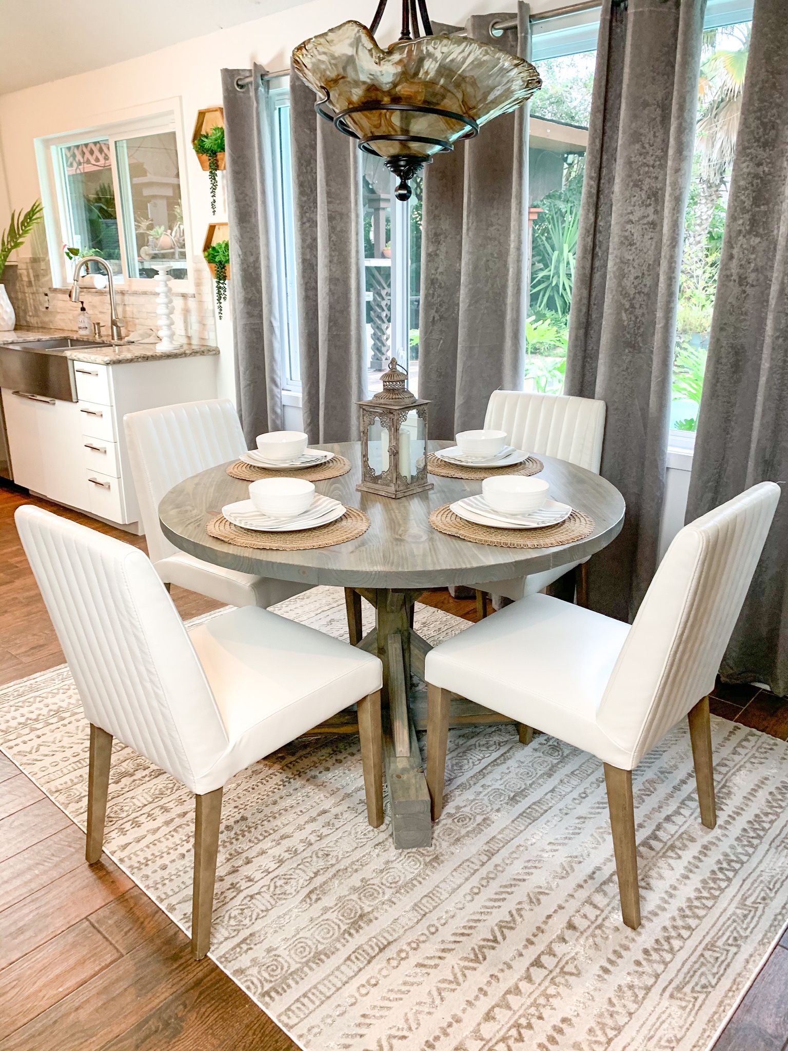 Custom Round Dining Table Modern Rustic Set Bench Restoration