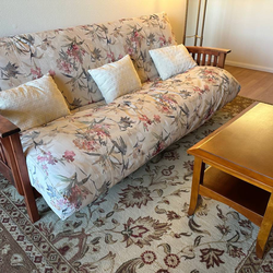 Futon couch and coffee table, solid wood - $100 (Rancho Bernardo)