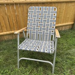 Vintage Aluminum Lawn Outdoor folding woven beach chair