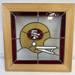 San Francisco 49Ers Helmet In Wood Frame Stained Glass