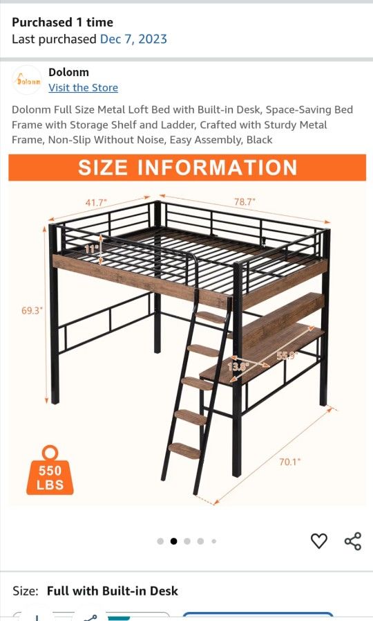 Full Size Loft Bed With Desk