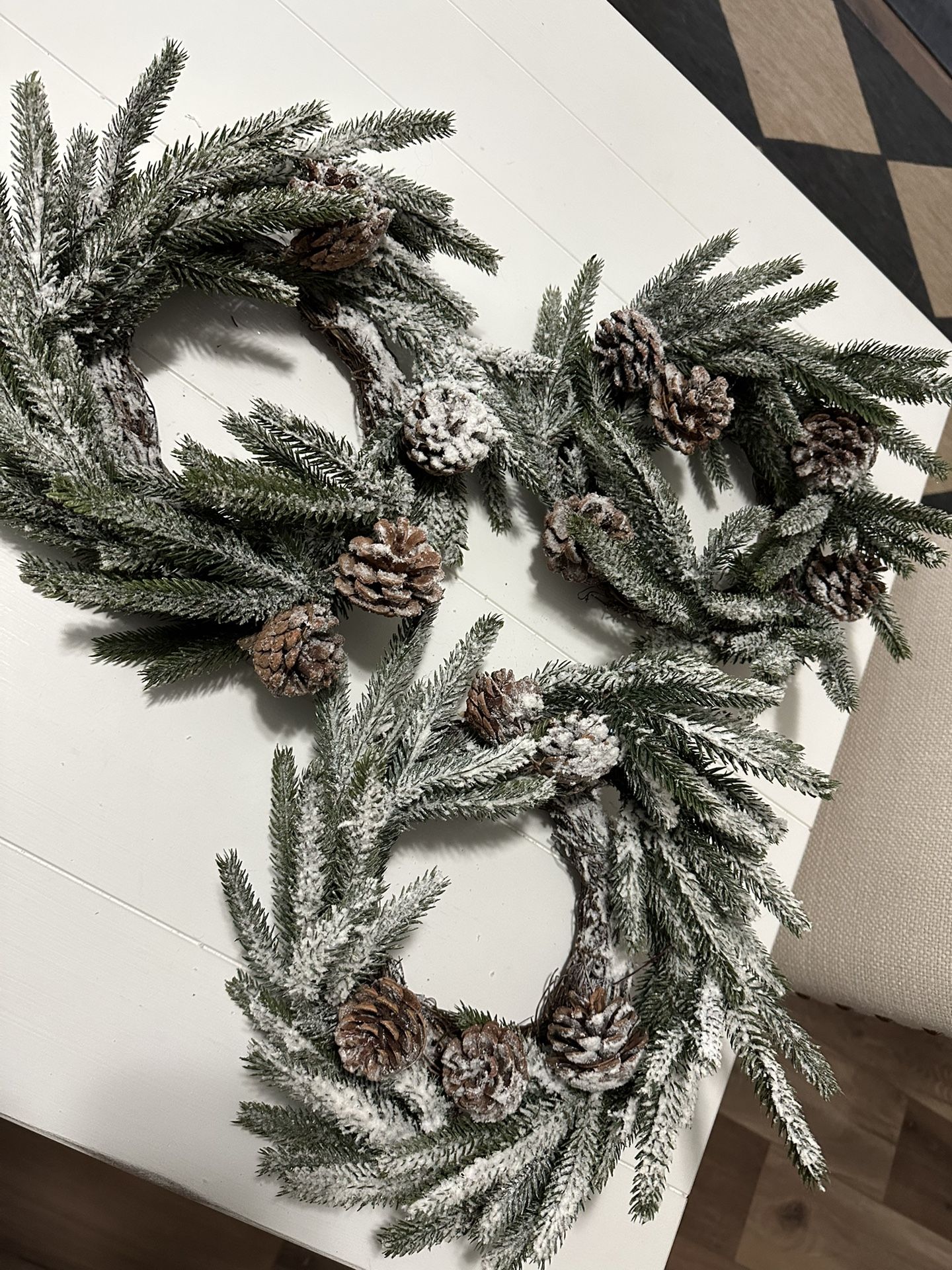 Wreaths Snowy Flocked Christmas With Pinecones