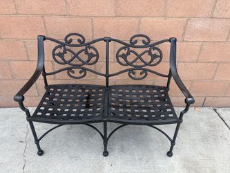 Black Wrought Iron Outdoor Bench
