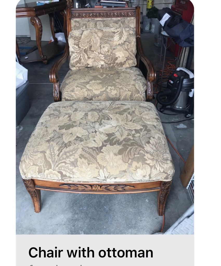 Cute antique chair and ottoman