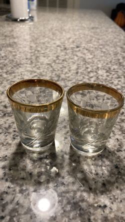 Vintage crystal scotch glasses- set of two