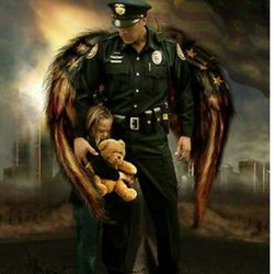 Framed 22 Long  By 16 Wide Police Officer Protecting 