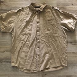 Sean John Mens Size 3XLT Military Style Linen Blend Button Up Shirt Beige   