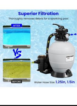Powerful Pool Filter Pump with 6-Way Valve for Above Ground