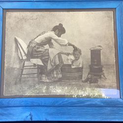 Vintage Framed Mother And Child Picture 