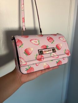 Aldo Pink Strawberry Print Crossbody Bag