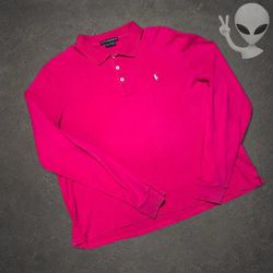 Ralph Lauren Sport Pink Long Sleeve Polo Shirt Womens XL