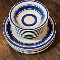 Royal Norfolk Stoneware - 6 Bowls, 6 Plates - Very Sturdy, Somewhat Heavy. 