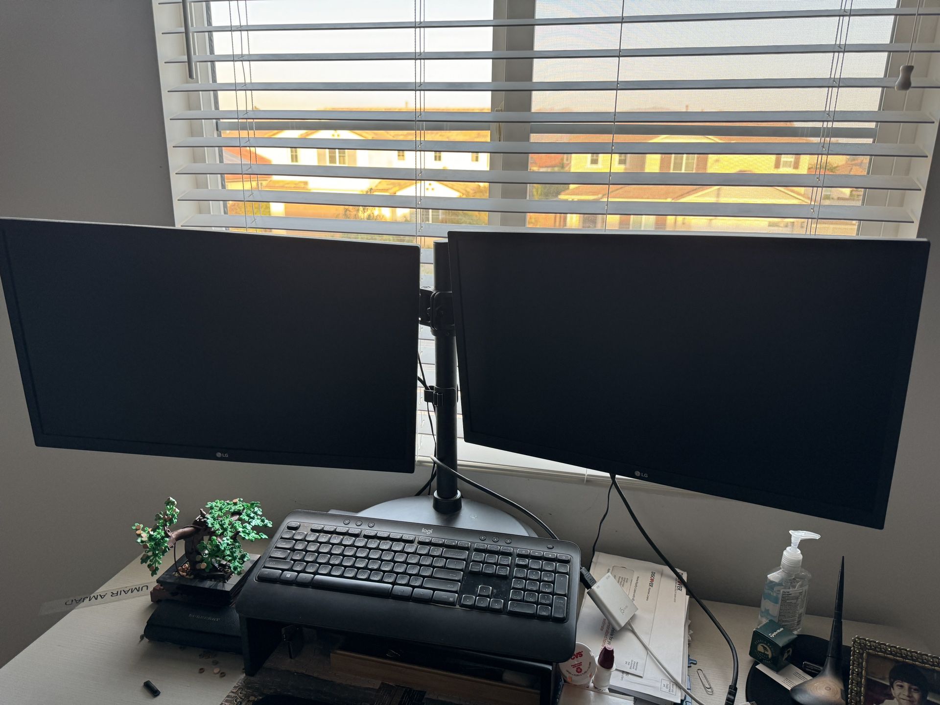 2 Computer Monitors And Stand 