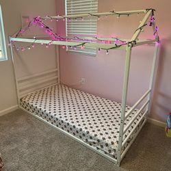 Metal House Floor Bed & Mattress
