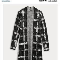 Stylish Nine West coatigan sweater with a clean collar design.