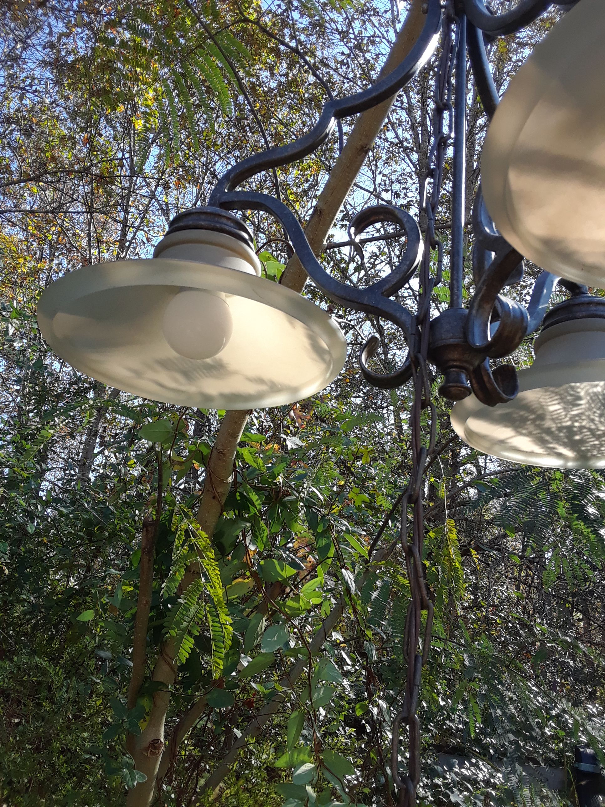 Chandelier, three bulb, nice.