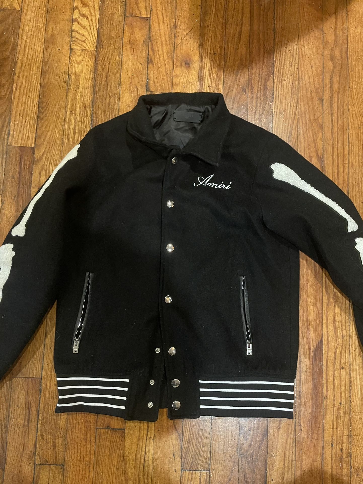Amiri Men's Black Bones varsity Jacket