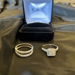 Multi-diamond Engagement Ring & Wedding Band Set