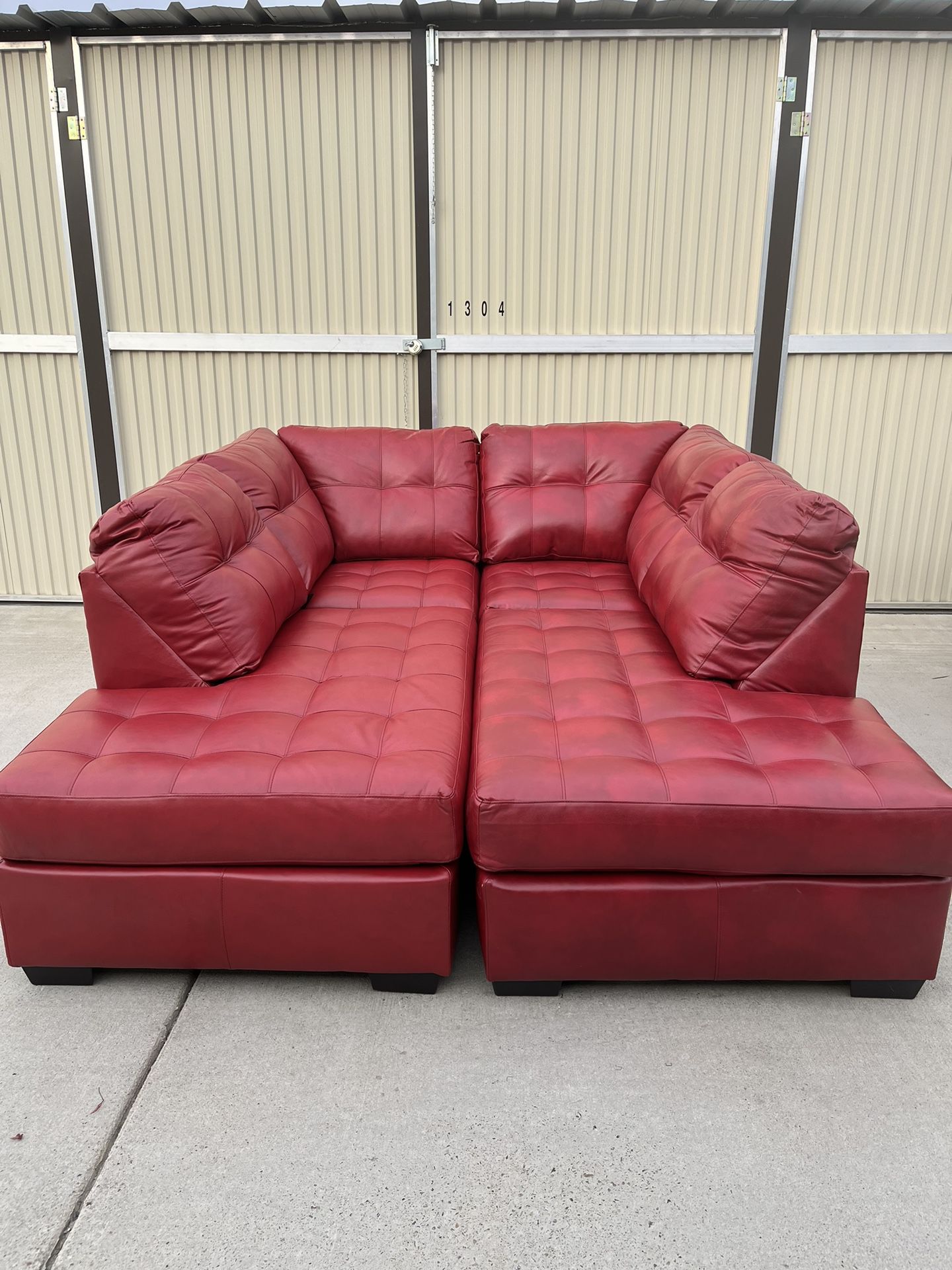 Brand New Crimson Red Double Chaise Sofa Bed