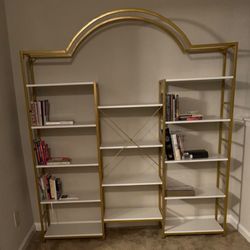 Gold Bookshelf Arched Book Shelf, 79” 